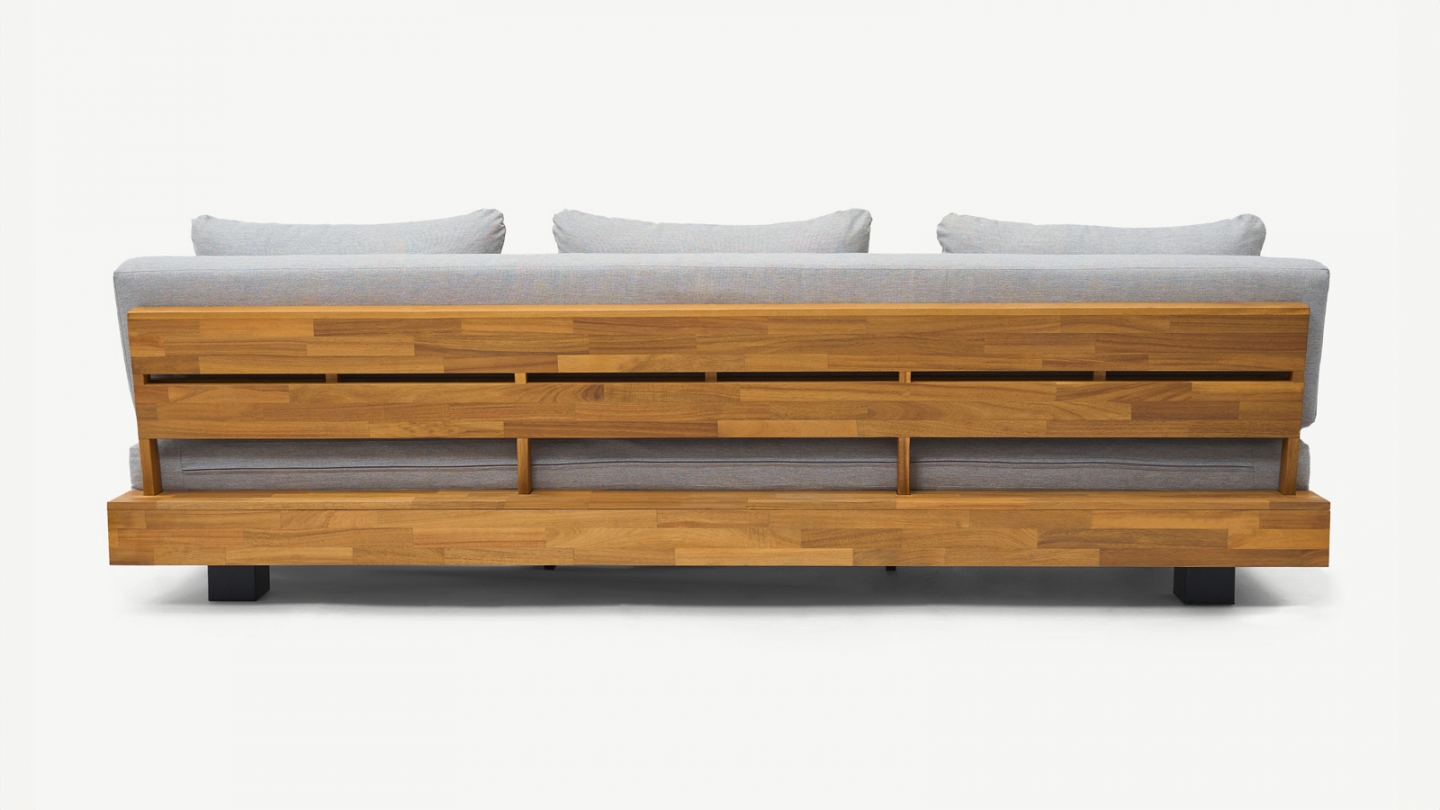 Salon de jardin 5 places en bois FSC - Coussins gris chine - Capri