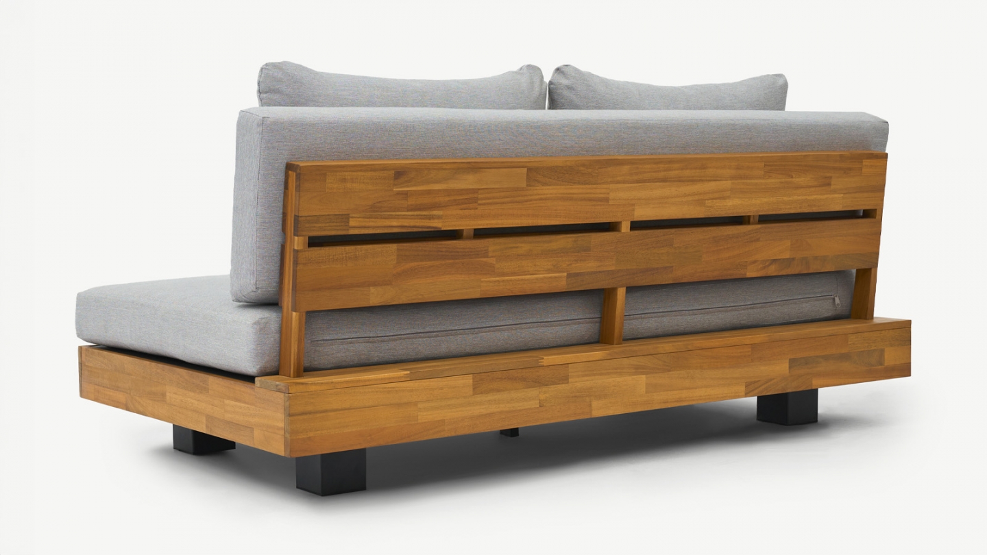 Salon de jardin 5 places en bois FSC - Coussins gris chine - Capri