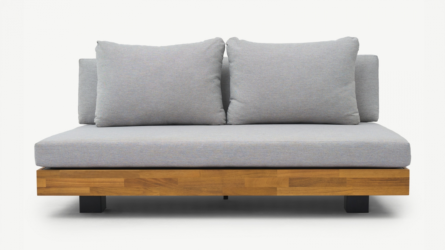 Salon de jardin 5 places en bois FSC - Coussins gris chine - Capri