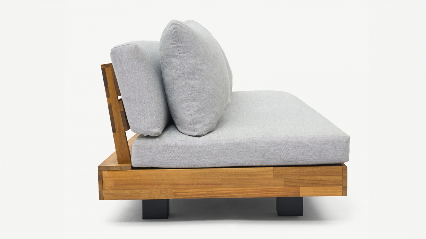 Salon de jardin 5 places en bois FSC - Coussins gris chine - Capri