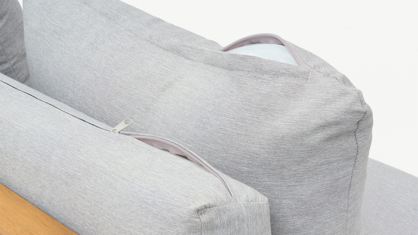Salon de jardin 5 places en bois FSC - Coussins gris chine - Capri