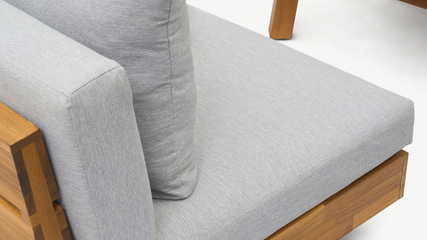 Salon de jardin 5 places en bois FSC - Coussins gris chine - Capri