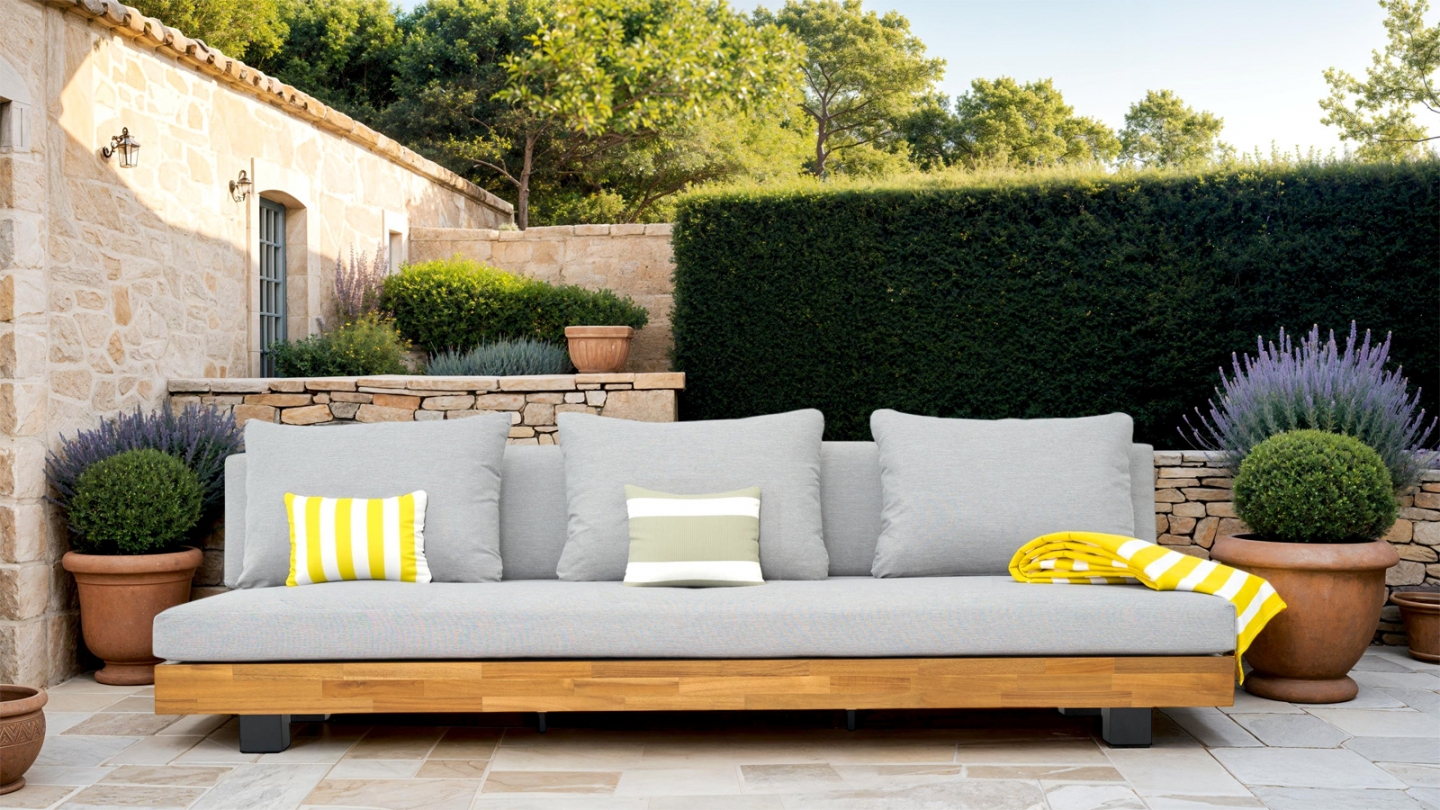 Salon de jardin 6 places en bois FSC - 2 Canapés 3 pl. - Capri