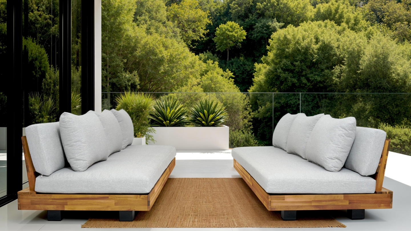 Salon de jardin 6 places en bois FSC - 2 Canapés 3 pl. - Capri