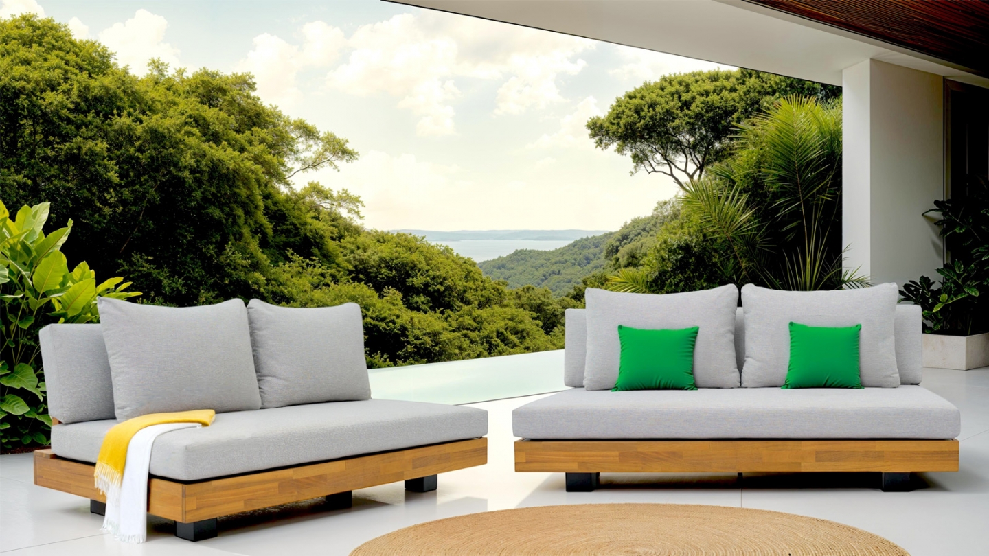 Salon de jardin 4 places en bois FSC - 2 Canapés 2 pl. - Capri