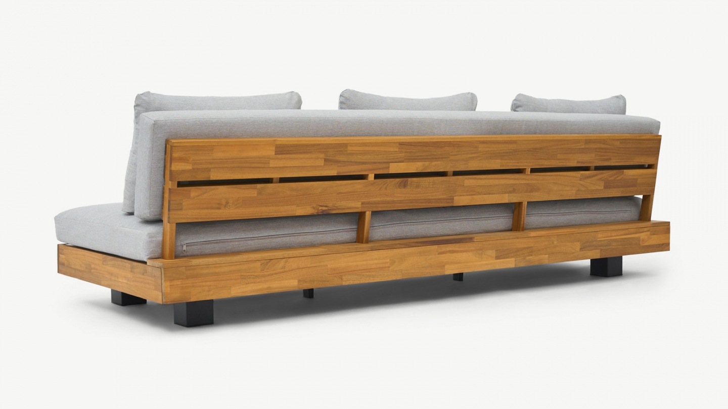 Ensemble de canapés de jardin 5 places en bois FSC - Coussins gris chiné - Capri