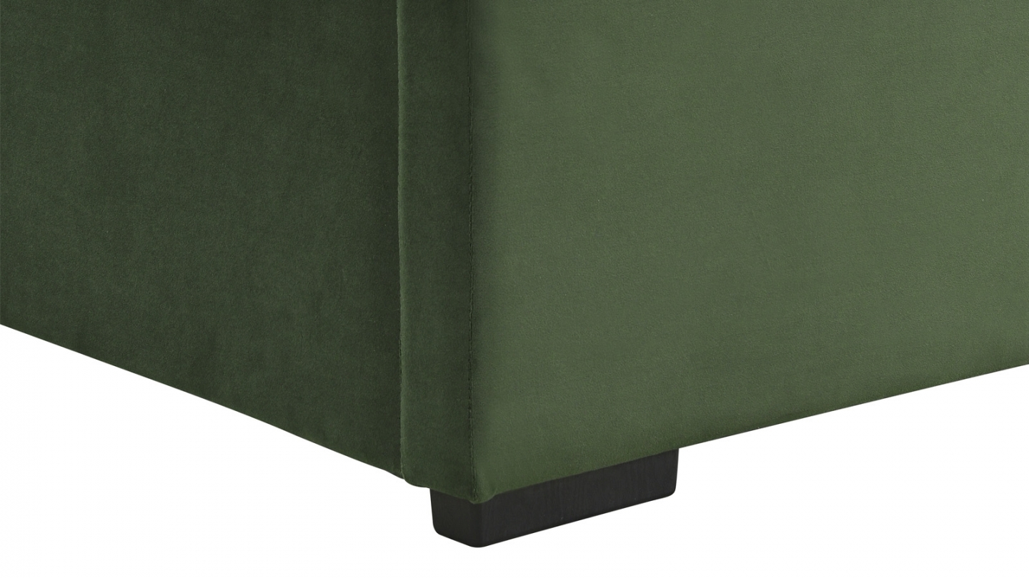 Lit coffre adulte 140x190 cm avec sommier et tête de lit capitonnée en velours vert kaki - Lola