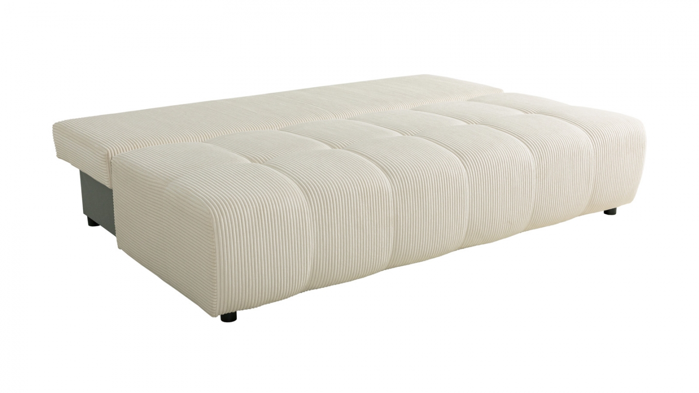 Canapé convertible 3 places en velours côtelé beige - Sacha