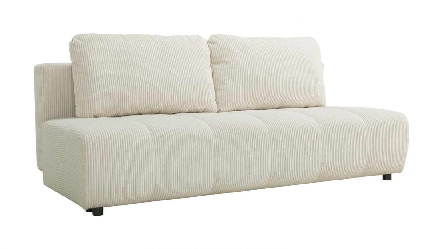 Canapé convertible 3 places en velours côtelé beige - Sacha
