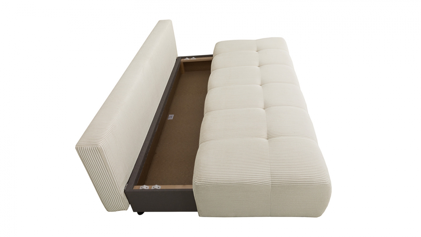Canapé convertible 3 places en velours côtelé beige - Sacha