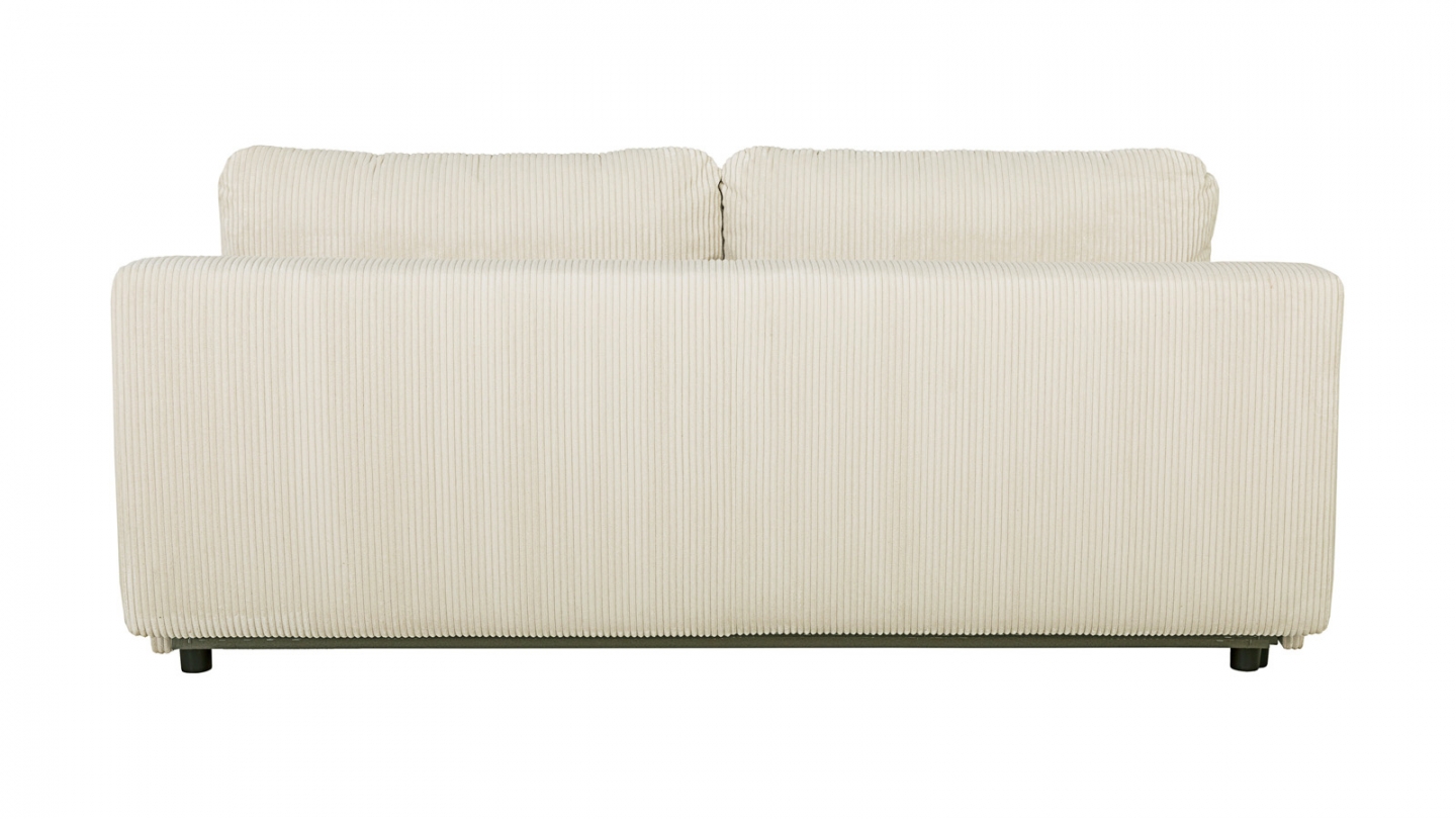 Canapé convertible 3 places en velours côtelé beige - Sacha