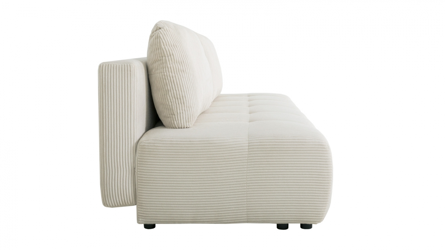Canapé convertible 3 places en velours côtelé beige - Sacha
