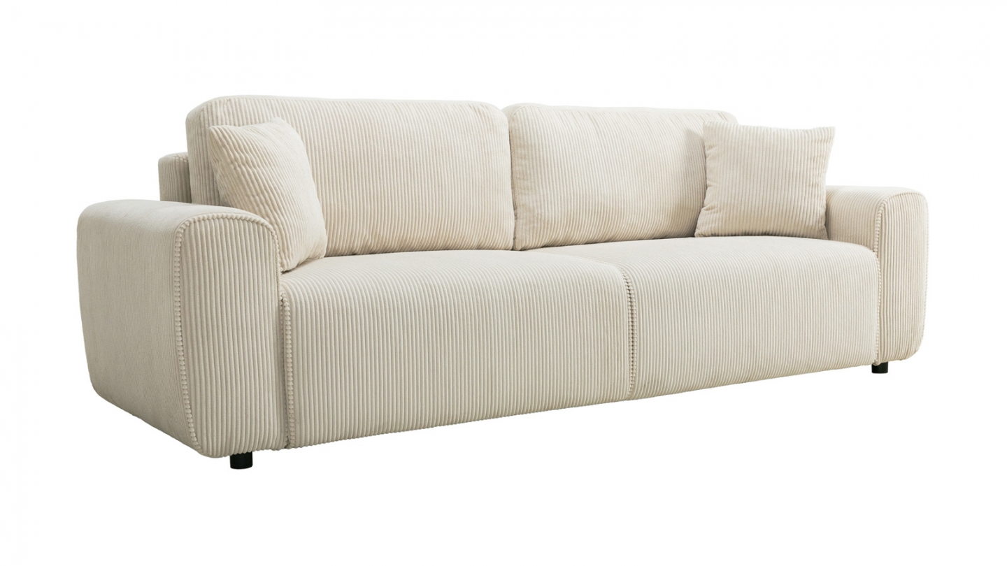 Canapé convertible 3 places en velours côtelé beige - Grazia