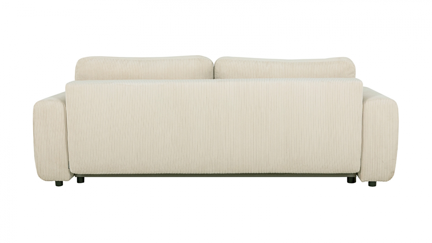 Canapé convertible 3 places en velours côtelé beige - Grazia