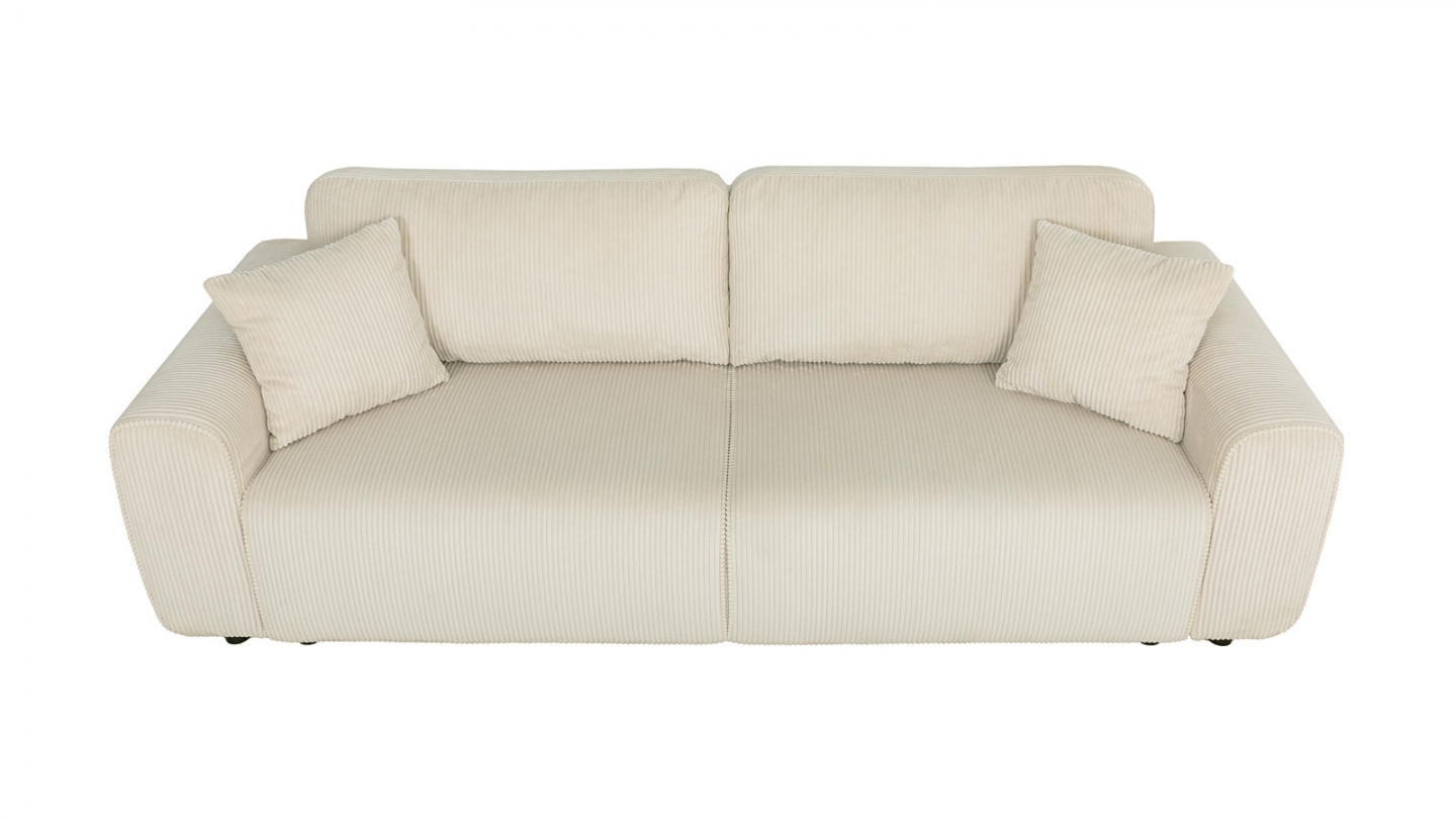 Canapé convertible 3 places en velours côtelé beige - Grazia