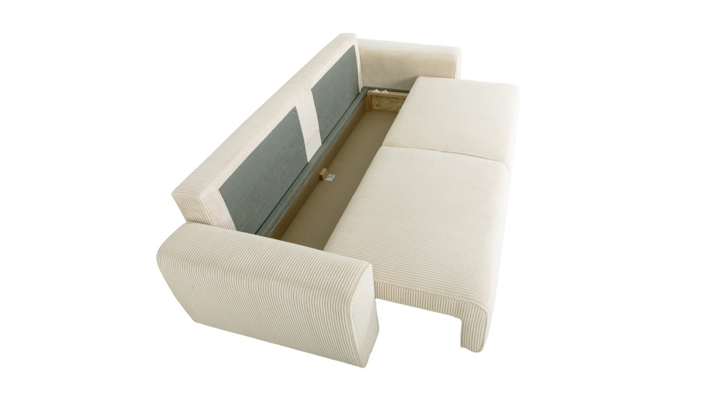 Canapé convertible 3 places en velours côtelé beige - Grazia