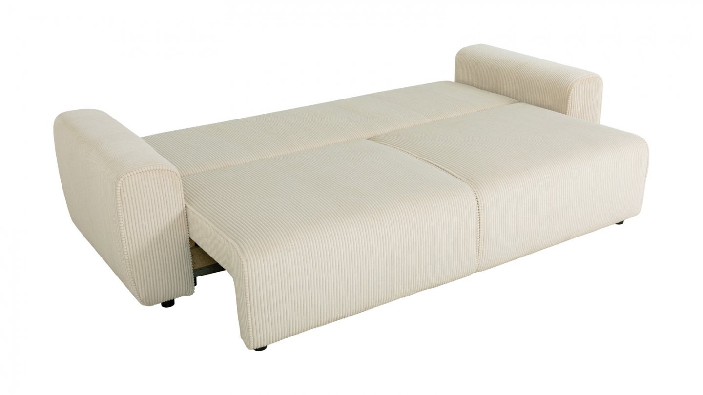 Canapé convertible 3 places en velours côtelé beige - Grazia