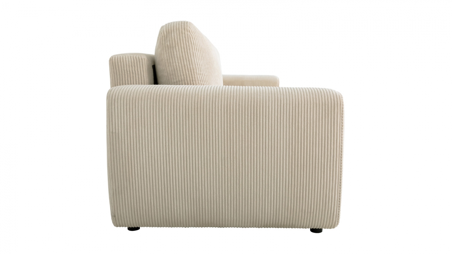 Canapé convertible 3 places en velours côtelé beige - Grazia