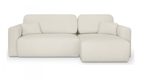 Canapé d'angle réversible convertible 4 places avec coffre de rangement en tissu beige - Davis