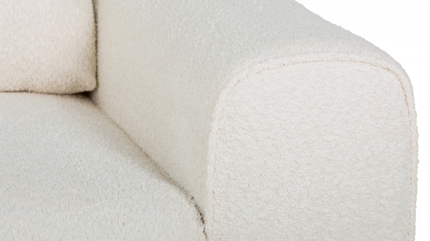 Canapé convertible 3 places en tissu bouclé beige - Grazia