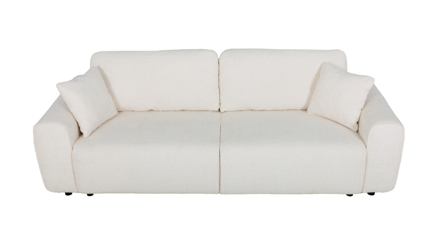 Canapé convertible 3 places en tissu bouclé beige - Grazia