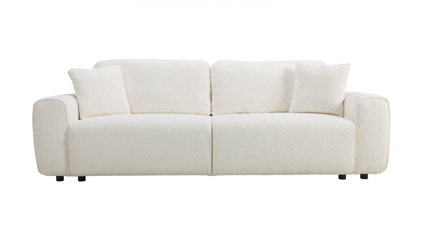 Canapé convertible 3 places en tissu bouclé beige - Grazia