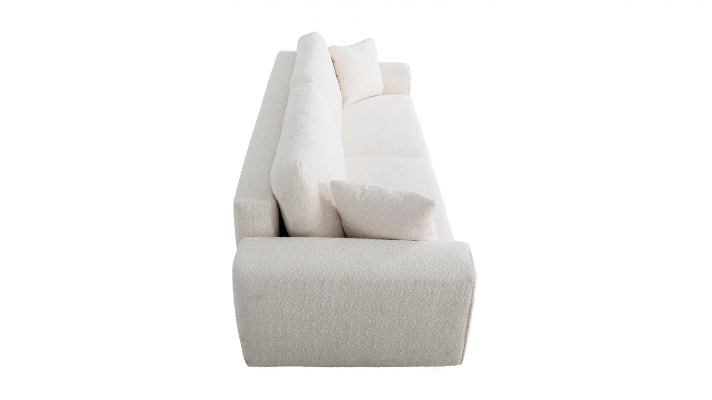 Canapé convertible 3 places en tissu bouclé beige - Grazia