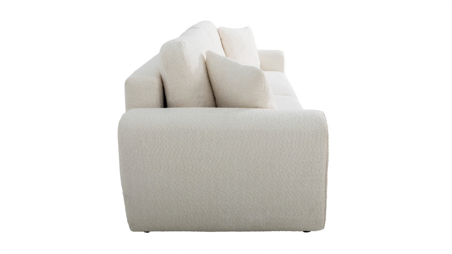 Canapé convertible 3 places en tissu bouclé beige - Grazia