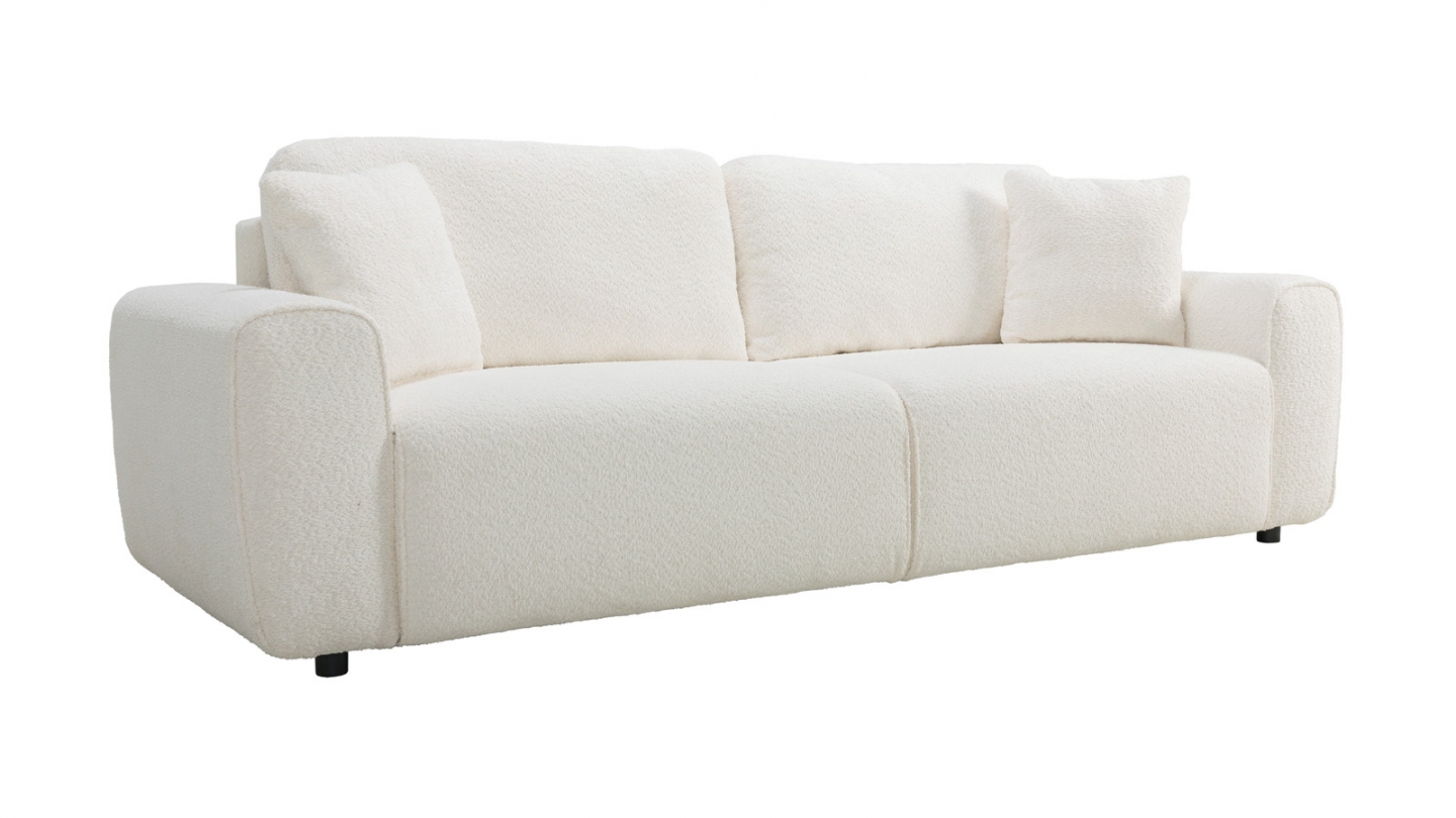 Canapé convertible 3 places en tissu bouclé beige - Grazia