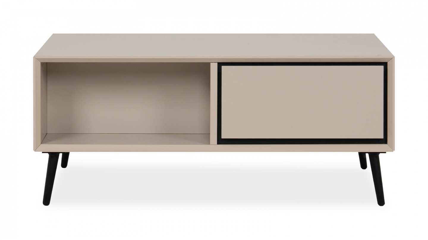 Table basse 2 tiroirs, 2 niches capuccino / noir - Aris