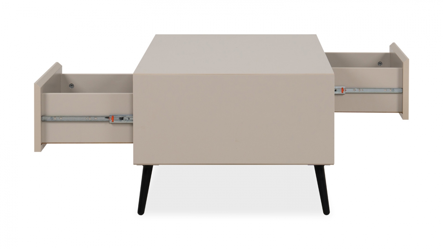 Table basse 2 tiroirs, 2 niches capuccino / noir - Aris