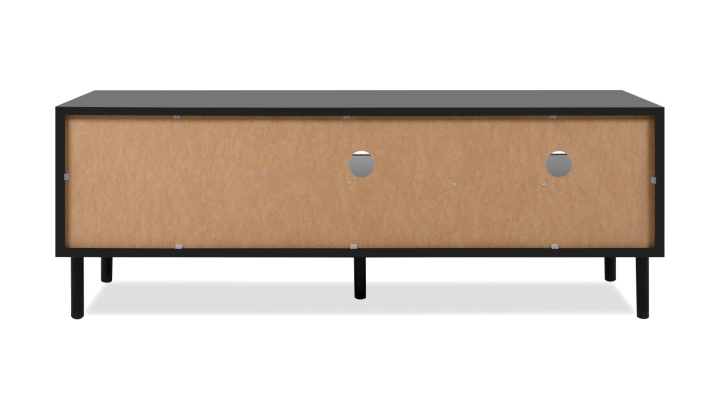 Meuble TV 1 porte, 2 tiroirs, 2 niches effet chêne - Morgan