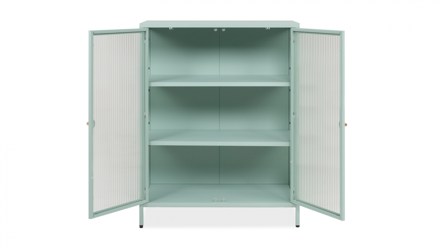 Buffet haut 2 portes vitrées vert menthe - Mick
