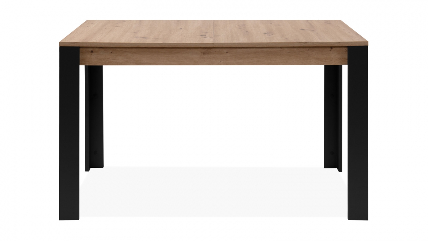 Table à manger extensible noir et effet chêne 4 à 6 personnes 100/150 cm - Ted