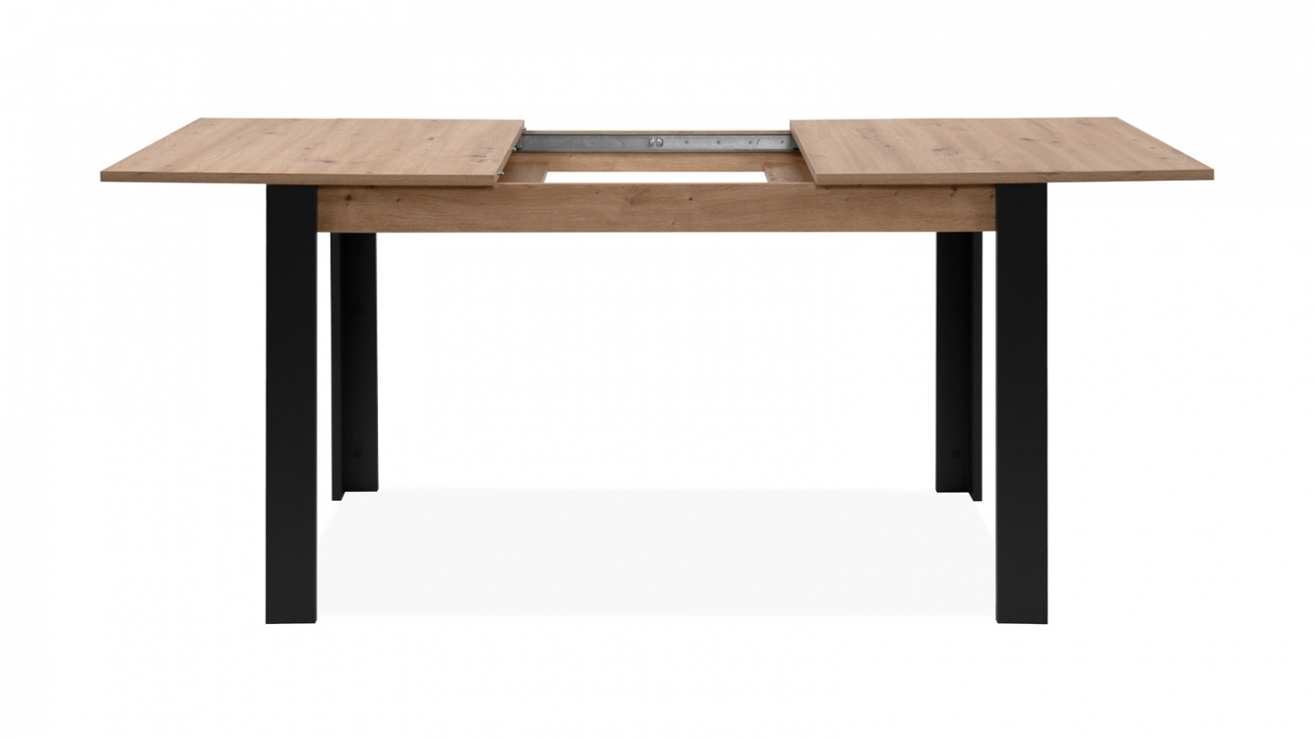 Table à manger extensible noir et effet chêne 4 à 6 personnes 100/150 cm - Ted
