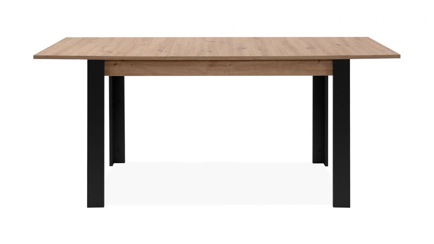 Table à manger extensible noir et effet chêne 4 à 6 personnes 100/150 cm - Ted