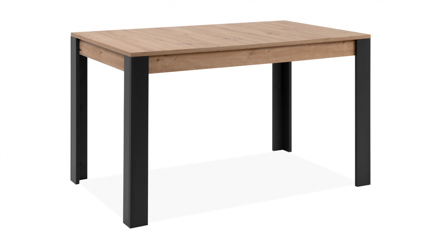 Table à manger extensible noir et effet chêne 4 à 6 personnes 100/150 cm - Ted