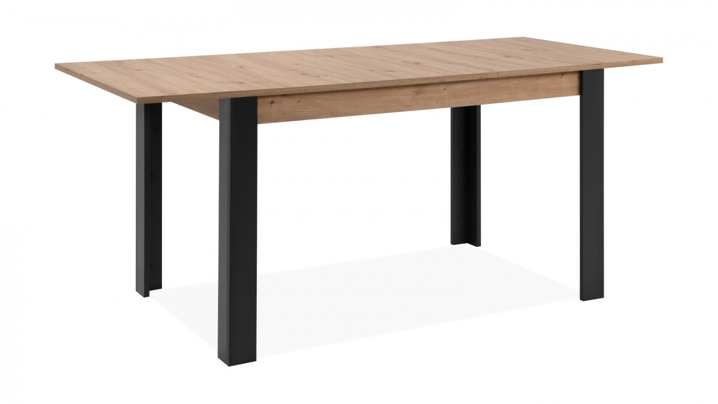 Table à manger extensible noir et effet chêne 4 à 6 personnes 100/150 cm - Ted