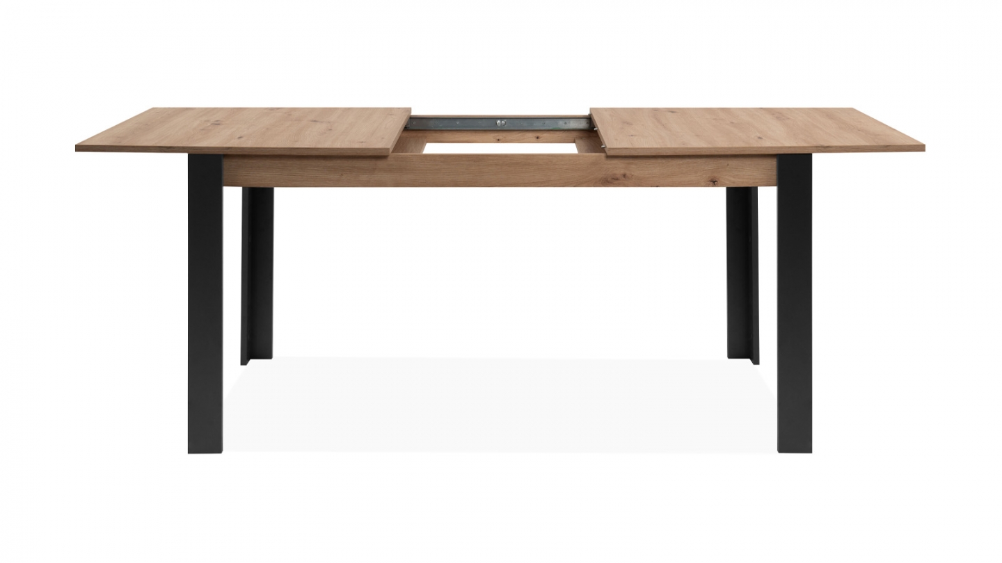 Table à manger extensible noir et effet chêne 6 à 8 personnes 150/200 cm - Ted