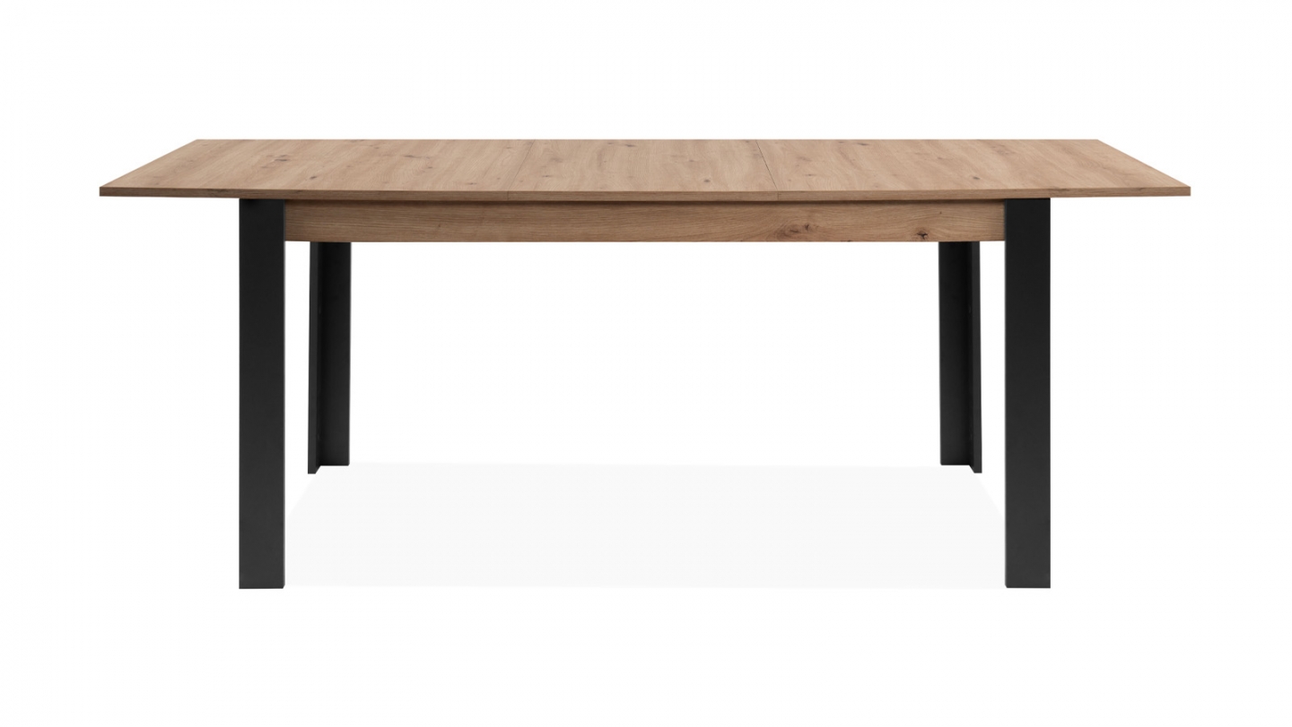 Table à manger extensible noir et effet chêne 6 à 8 personnes 150/200 cm - Ted