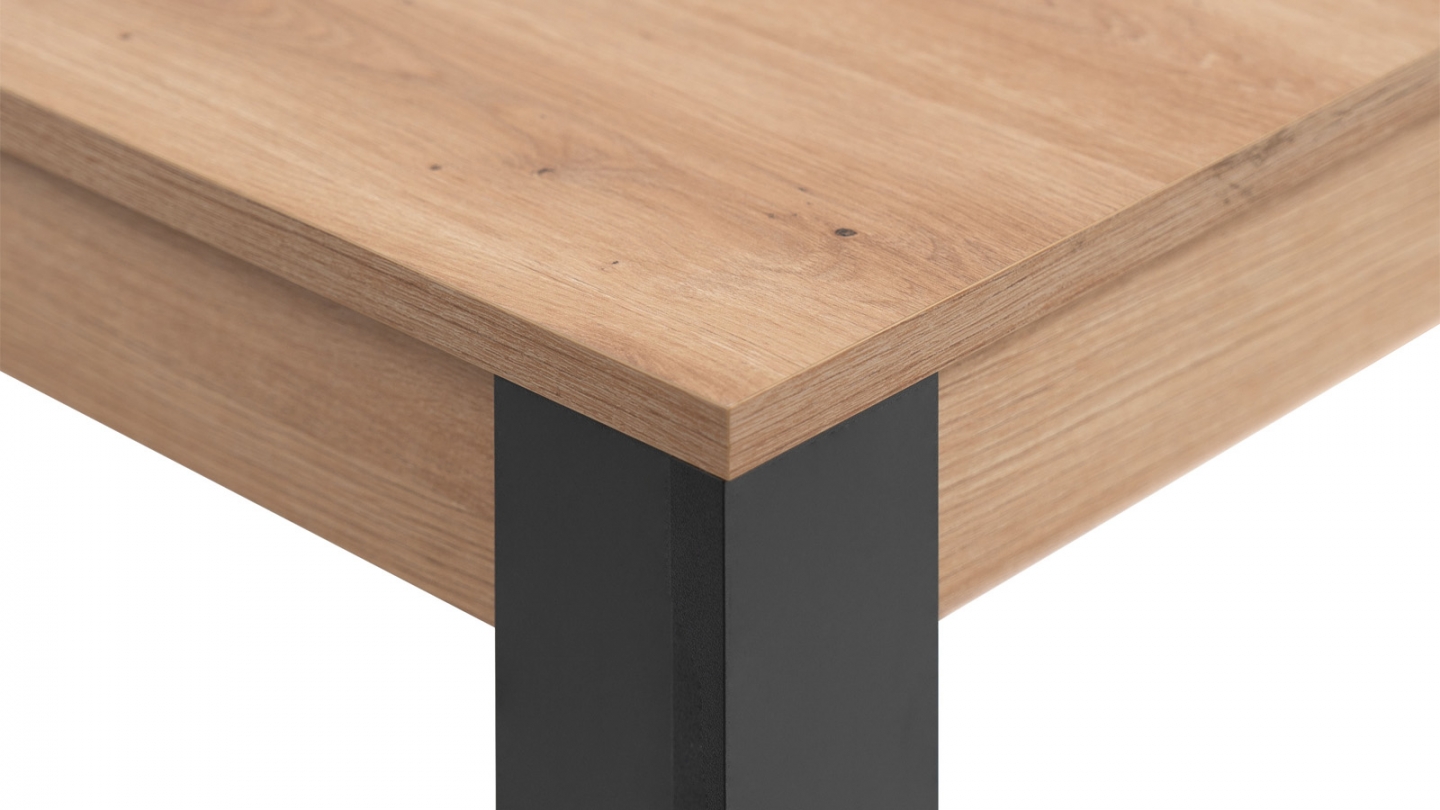 Table à manger extensible noir et effet chêne 6 à 8 personnes 150/200 cm - Ted