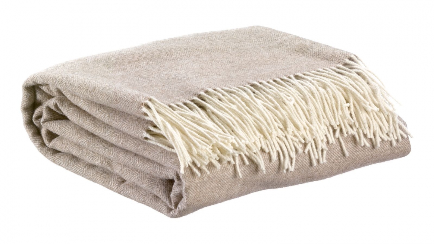 Plaid en laine naturel 130 x 190 - Carina