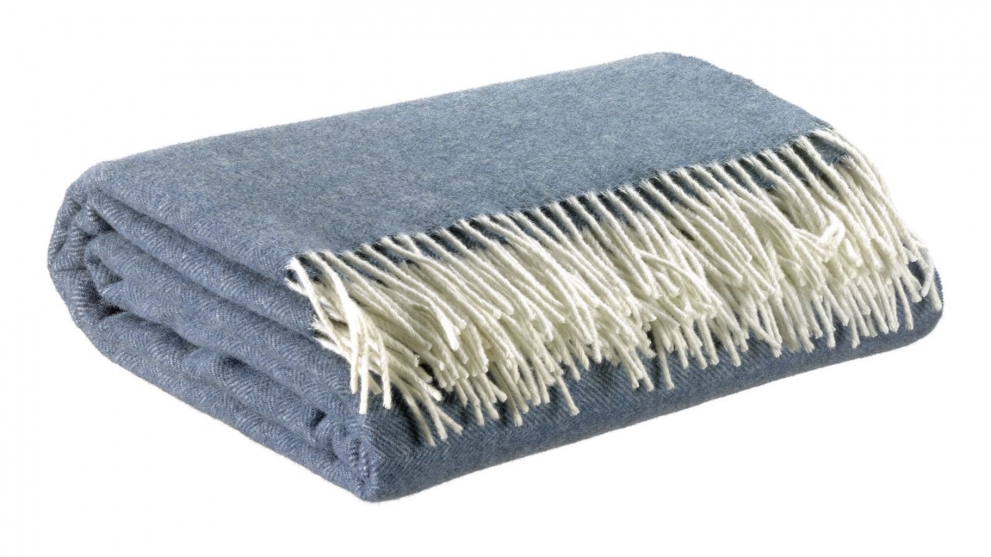 Plaid en laine bleu tempête 130 x 190 - Carina