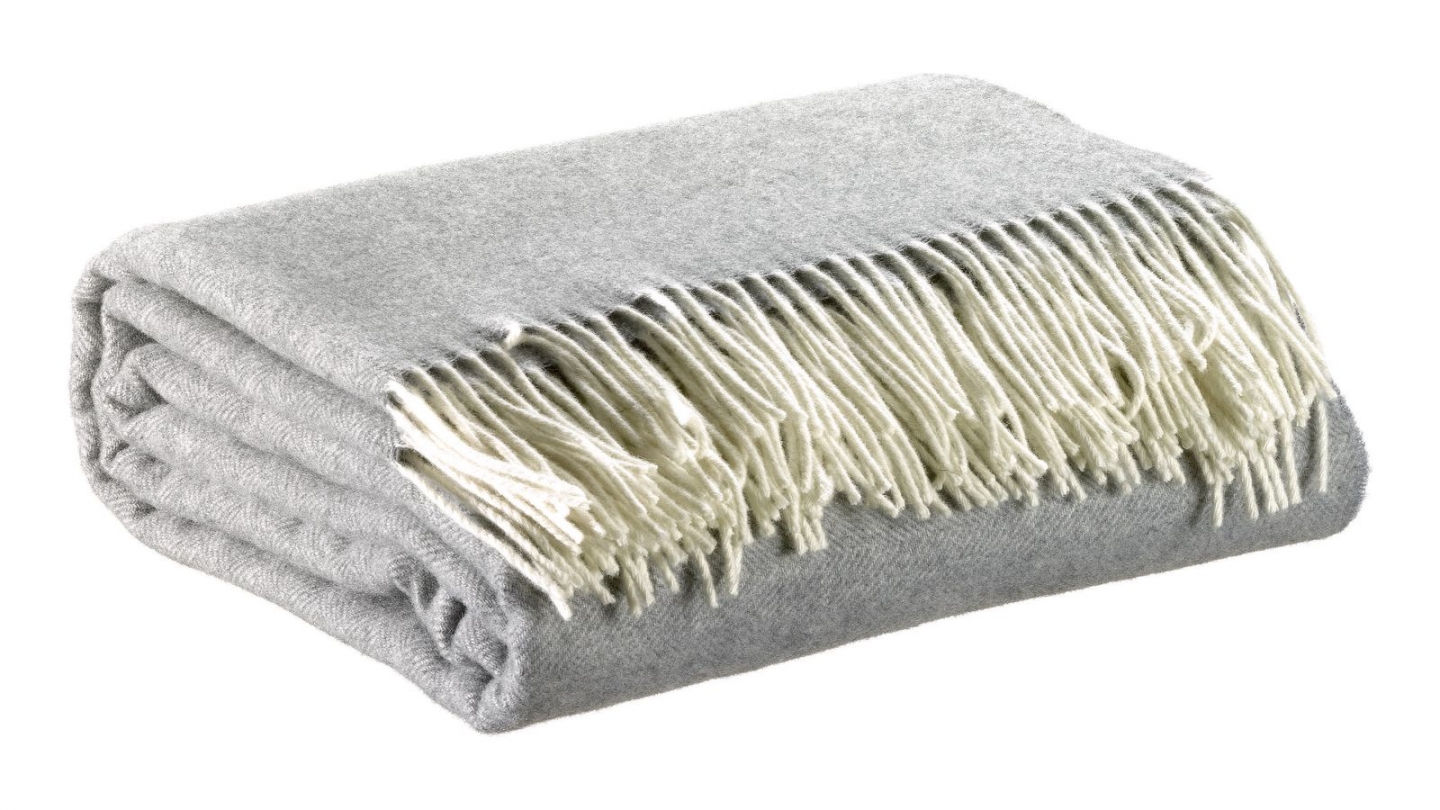 Plaid en laine gris perle 130 x 190 - Carina