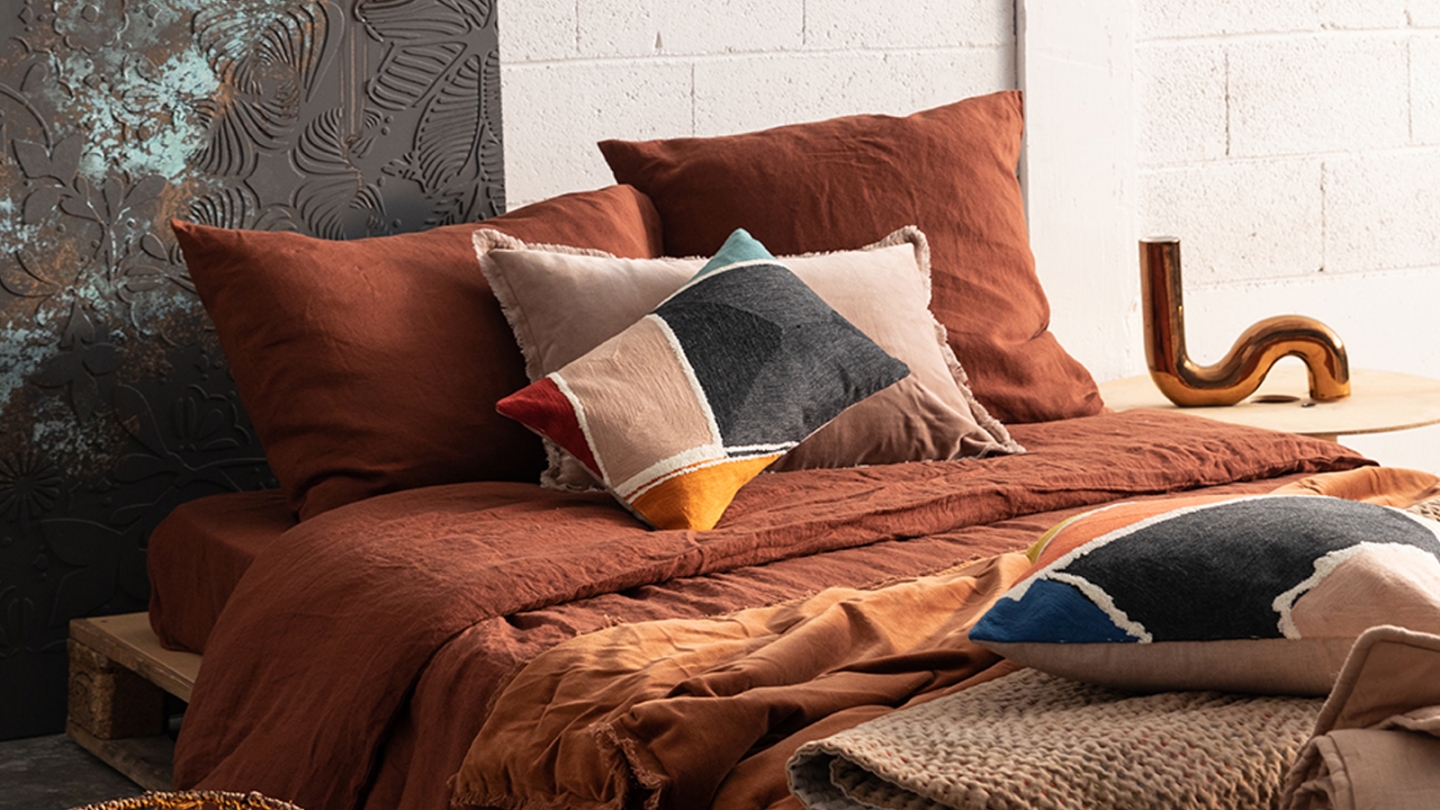 Plaid en velours marron caramel 135 x 200 cm - Fara