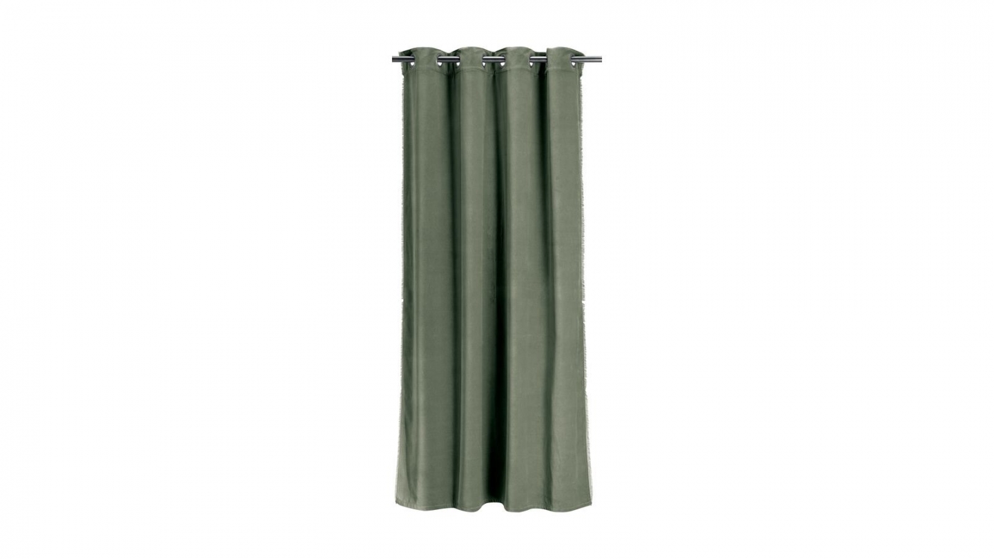 Rideau en velours vert thym 135 x 280 cm - Fara