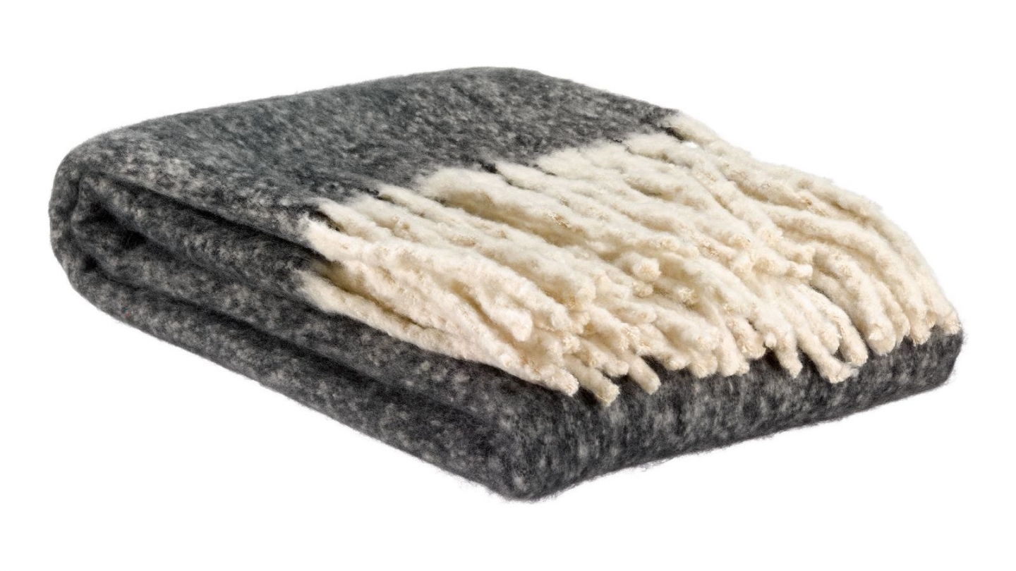 Plaid gris caviar 130 x 160 cm - Isabel