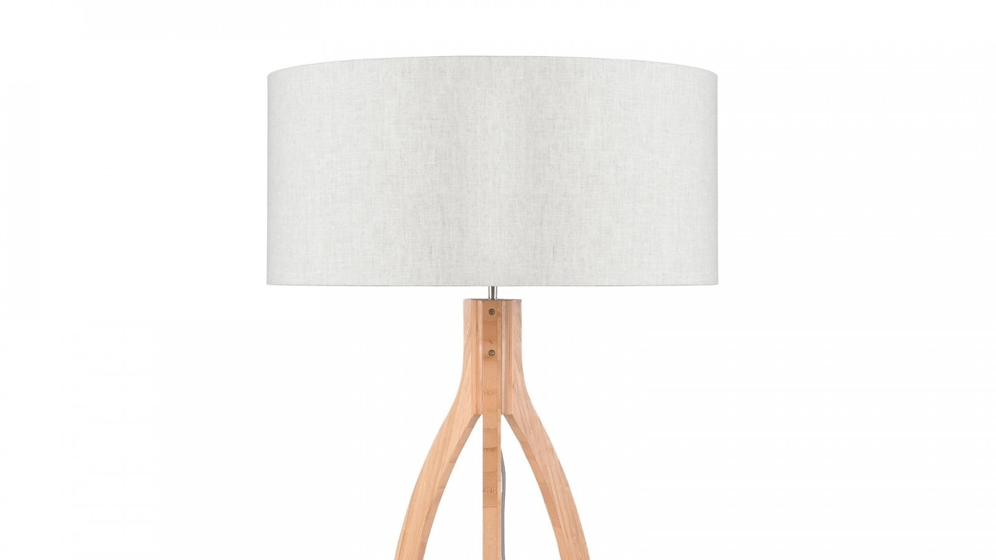 Lampadaire en bambou abat jour en lin clair - Collection Annapurna - Good&Mojo