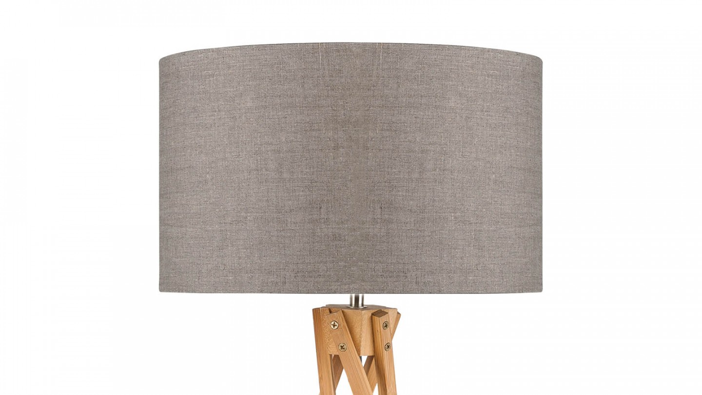 Lampe de table en bambou abat jour en lin foncé - Collection Kilimanjaro - Good&Mojo