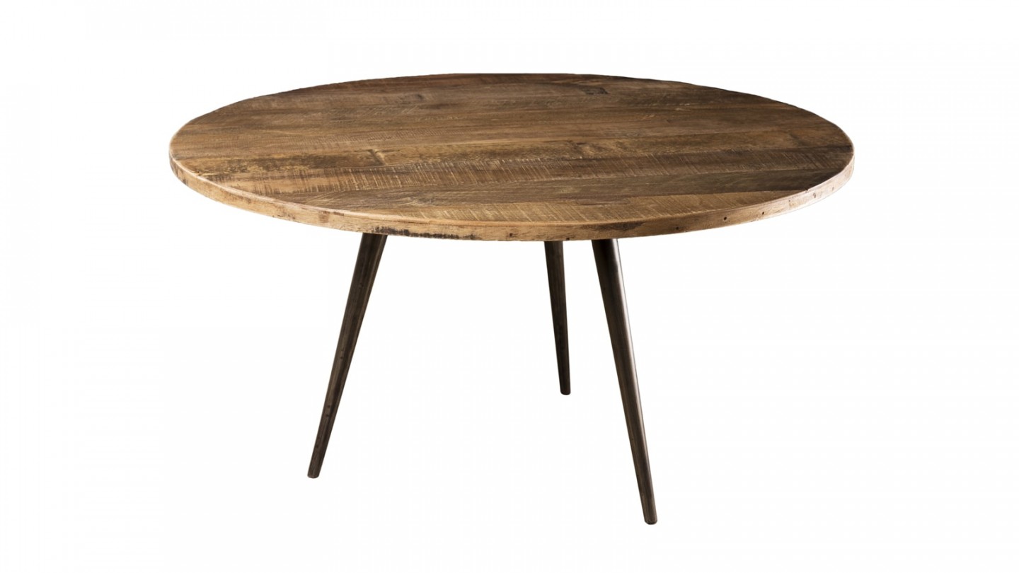 Table basse 75x75cm en teck recyclé et métal - Collection Sixtine